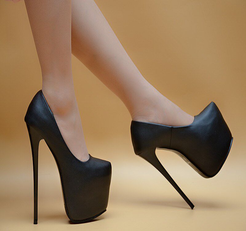 18cm超高跟鞋细跟防水台单鞋欧美夜店恨天高性感黑色女鞋公主17cm