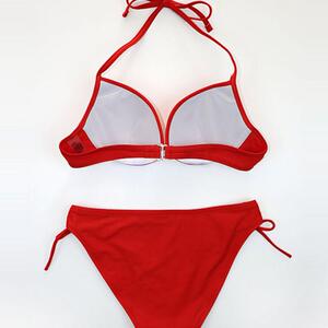 风式新款聚拢泳装ins欧美三点红色小三角胸性感泳衣艺考女比基尼