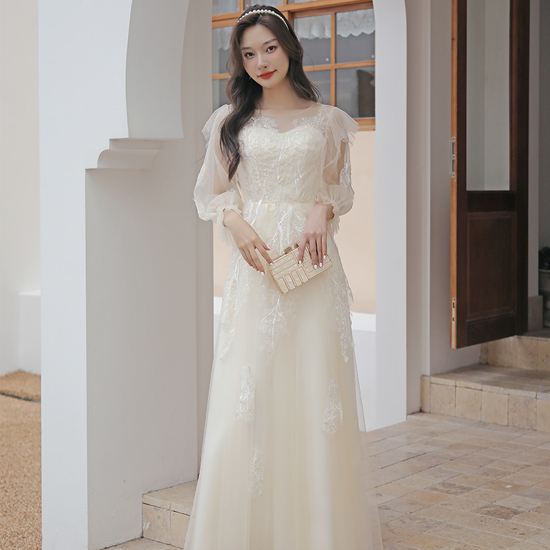 轻纱晚礼服女新款2022仙女系甜美生日宴会高级质感奢华独唱演出服