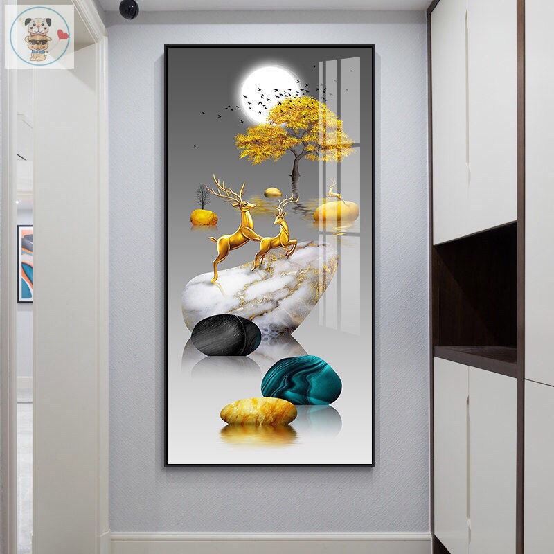 正对门口的玄关画入户门正对墙挂画北欧客厅现代简约玄幻挂画