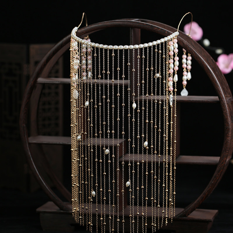 脸帘汉服头饰面具古风遮脸流苏古装配饰面饰面纱复古饰品遮面面帘