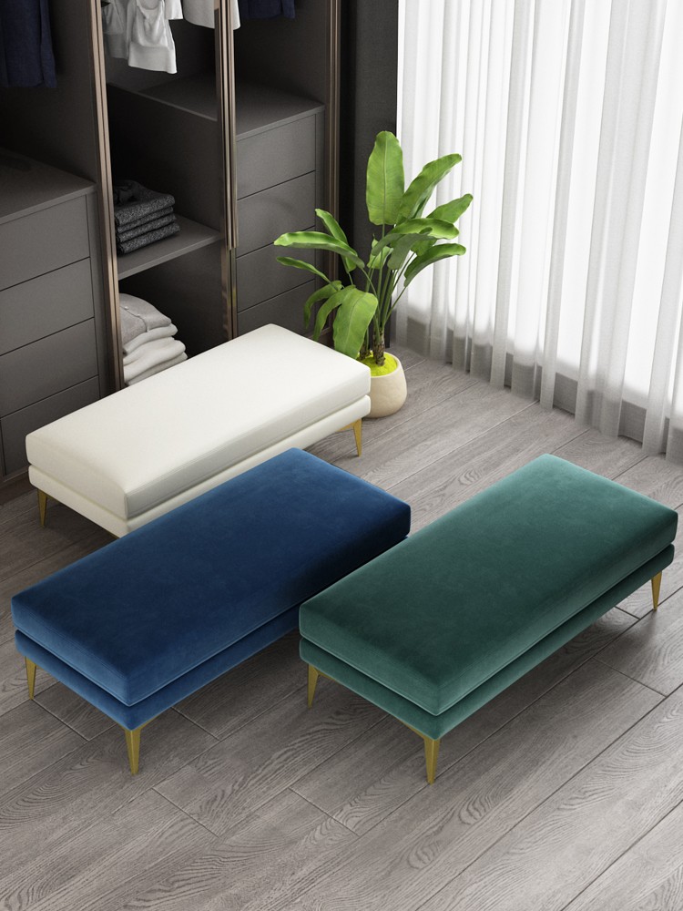 北欧轻奢床尾凳卧室床榻现代简约床凳实木布艺床头凳换鞋凳条餐凳