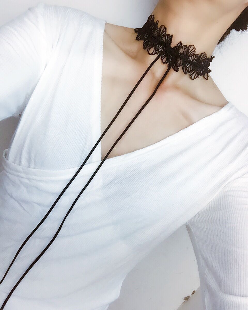 长锁骨链丝带图片