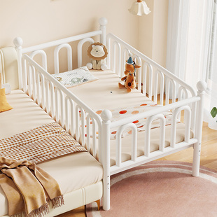 铁艺儿童床带护栏小床单人床婴儿床公主床边床可升降加宽拼接大床