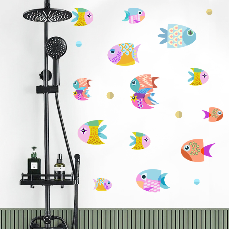 创意北欧风卡通海洋小动物贴画浴室瓷砖装饰防水自粘遮丑补洞贴纸