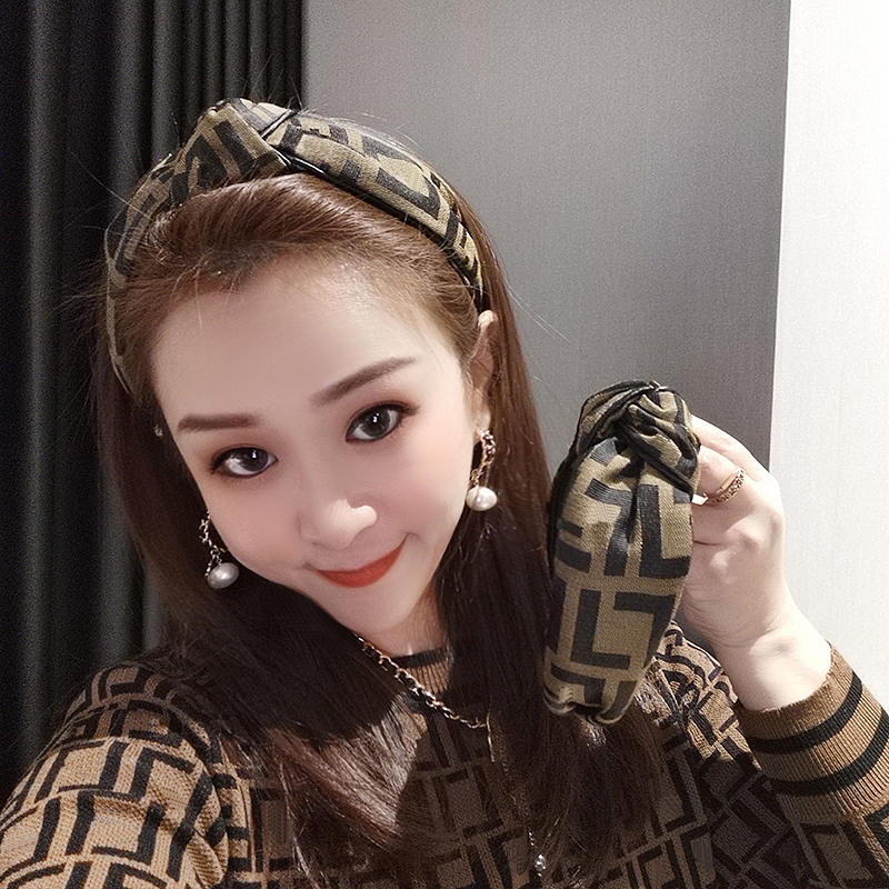 韩国网红同款时尚印花打结交叉发箍女宽边显瘦压发发卡头饰头箍潮