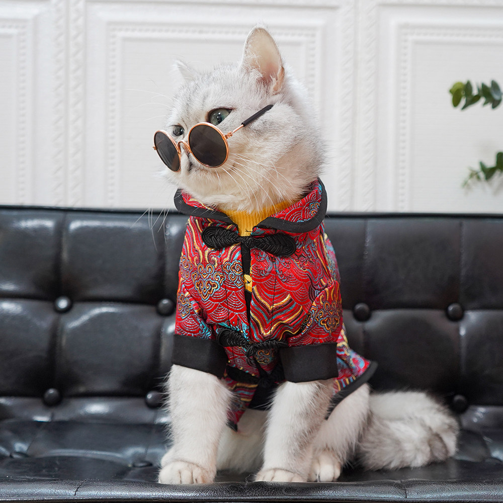 中国国风猫咪狗狗衣服泰迪迪比熊法斗柯基小型宠物服装