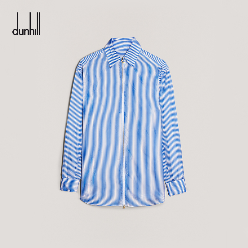 dunhill登喜路早春潮流真丝混纺条纹拉链休闲衬衫男士|ruв категории Мужская одежда, рубашка - от Buy2taobao.com для оказания профессиональной услуги покупки агента Taobao