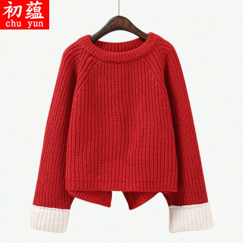 蝙蝠衫女秋装潮 宽松学生 韩版_毛衣女套头秋冬款韩版学生针织衫宽松