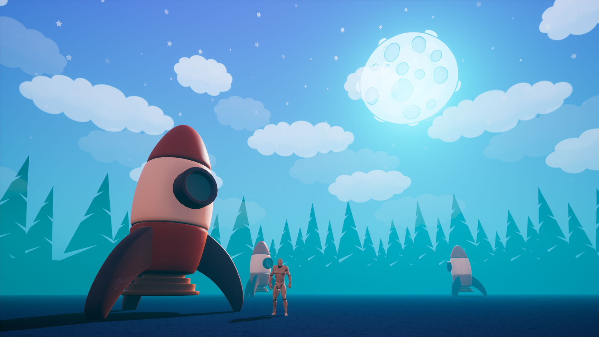 ue5 toon skies stylized clouds planets 卡通童话天空蓝图5.