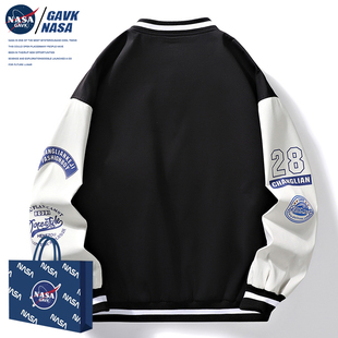 NASA GAVK2023秋冬季加绒加厚百搭情侣棒球服男女同款外套男