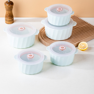 家用陶瓷密封双耳带盖保鲜碗微波炉专用单个学生便当盒泡面碗餐具