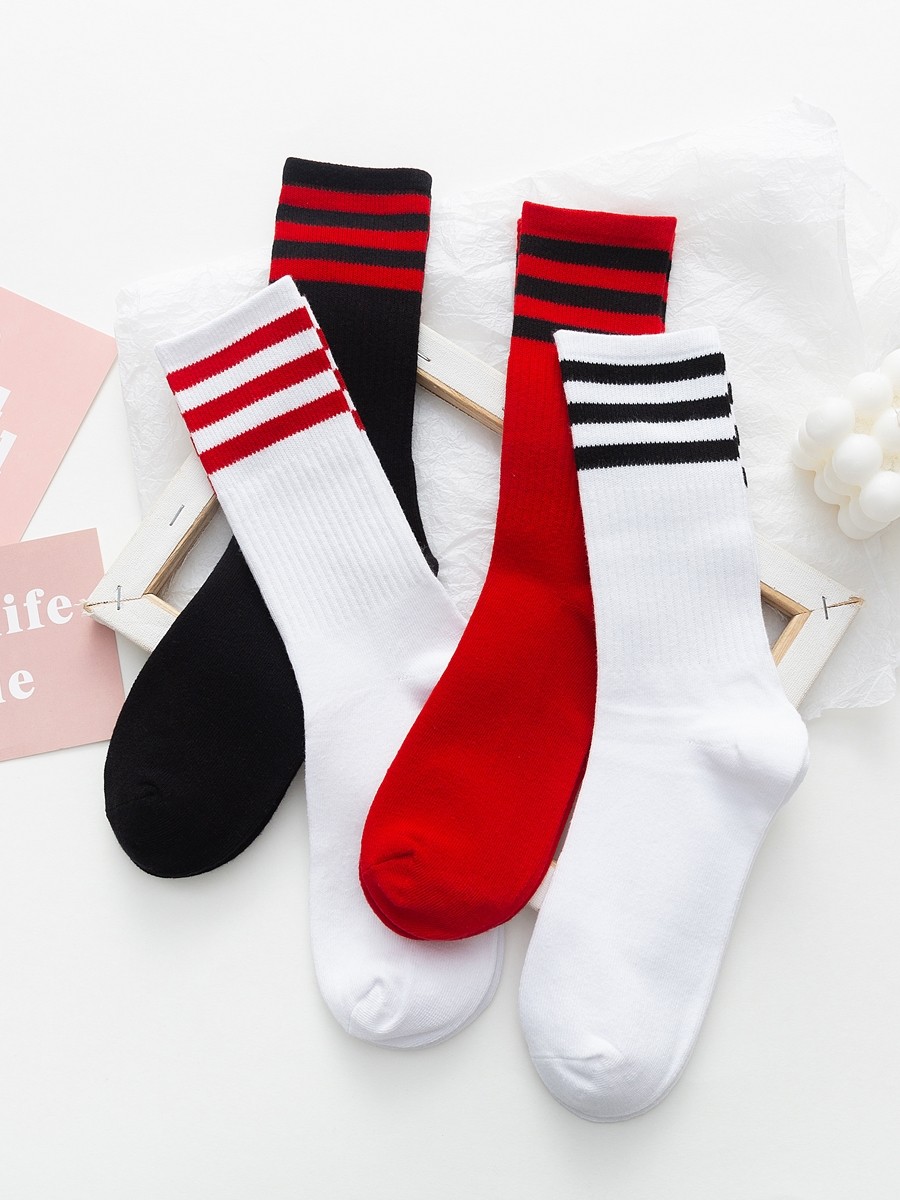 帕耐克丝条纹三条杠袜子女日系棒球袜篮球情侣学院风中筒袜百搭运
