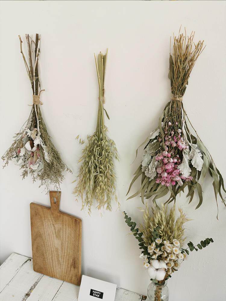 满天星荞麦花墙面挂墙摆件干花花束家居装饰摆设真花倒挂客厅挂件