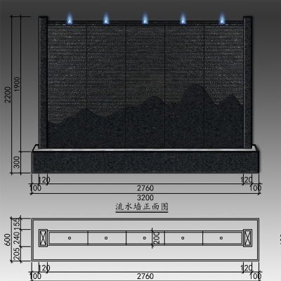 石材定制水幕墙流水别墅庭院花园喷泉酒店公司背景墙户外假山水景