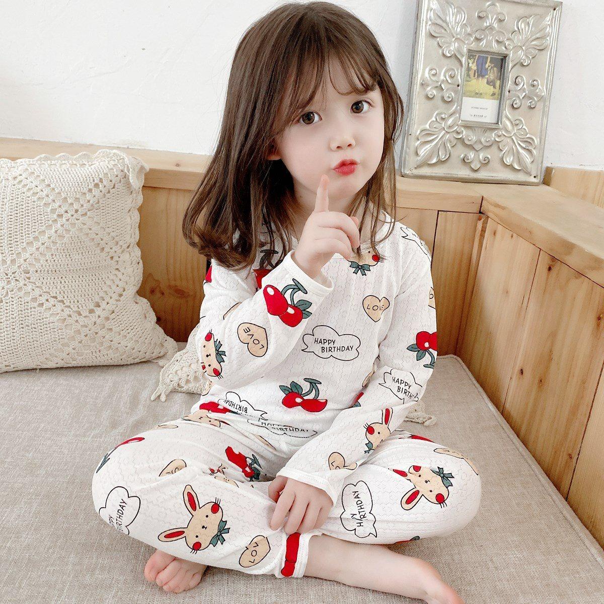 夏季儿童睡衣女童男童女孩男孩春秋纯棉宝宝空调服婴儿薄款家居服