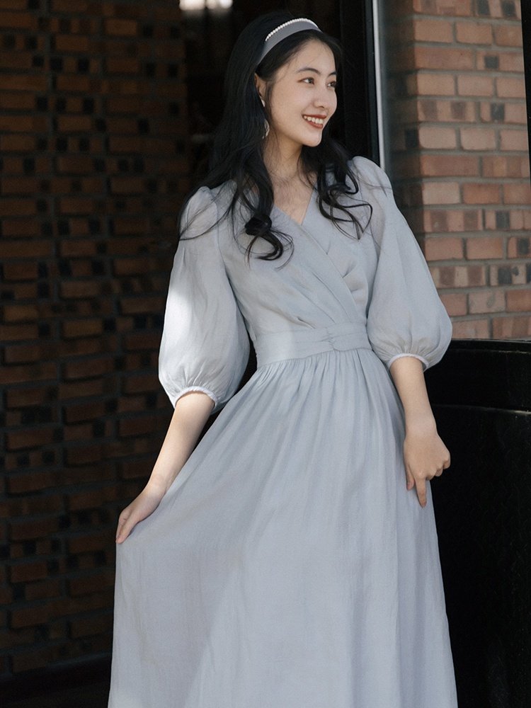 搭领证法式长裙在逃公主系礼服小连衣裙森仙气白裙温柔穿系超仙裙