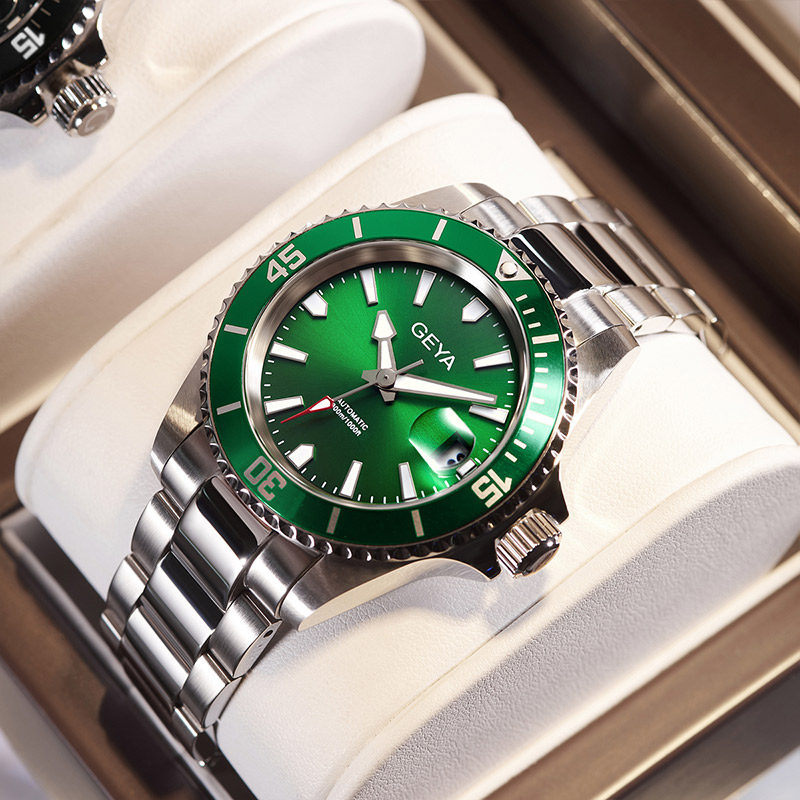 格雅2021新款正品水鬼手表男士自动机械名牌绿水鬼300米防水腕表