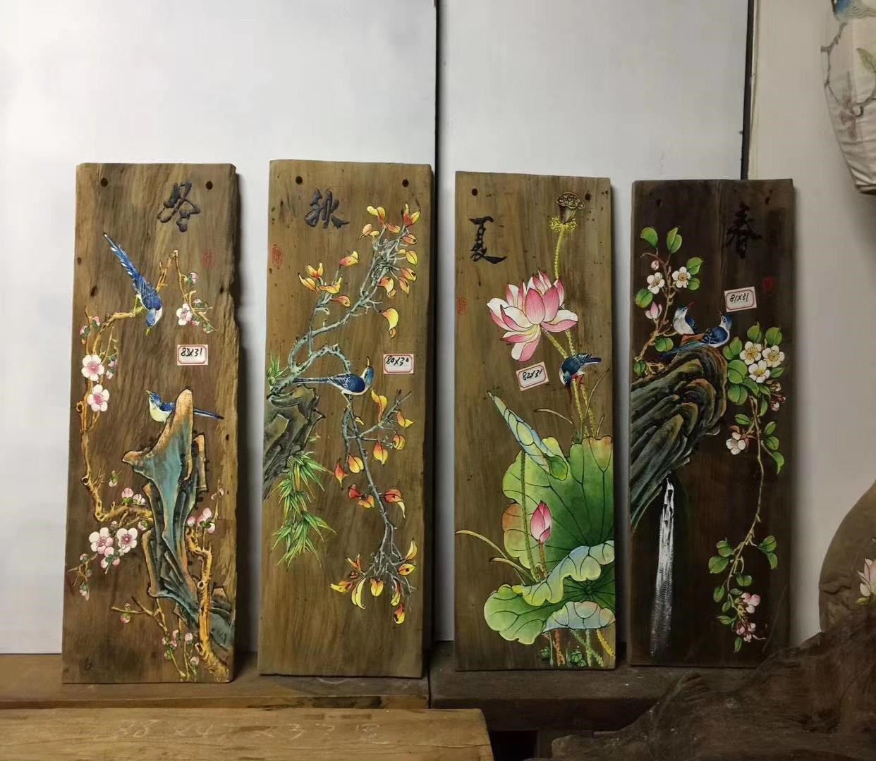 老木门板手绘画图片