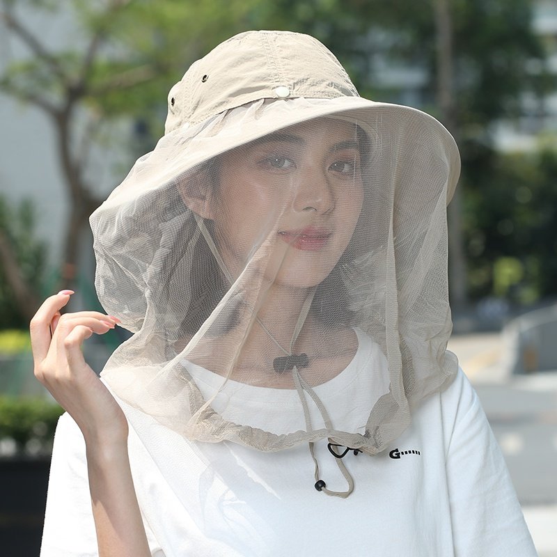 户防蚊帽hjdym0子男士遮脸防晒鱼帽钓透气网外纱面罩养蜂夜防虫