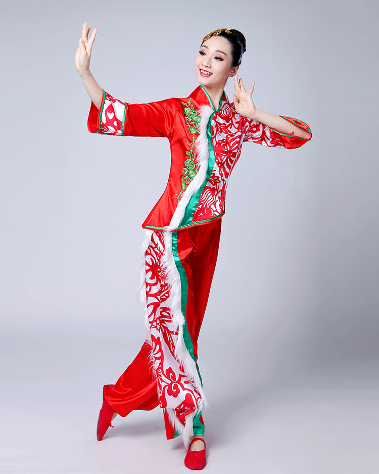 套装秧歌腰鼓舞服装女成人民族舞演出服表演正品新款秧歌服长袖女中