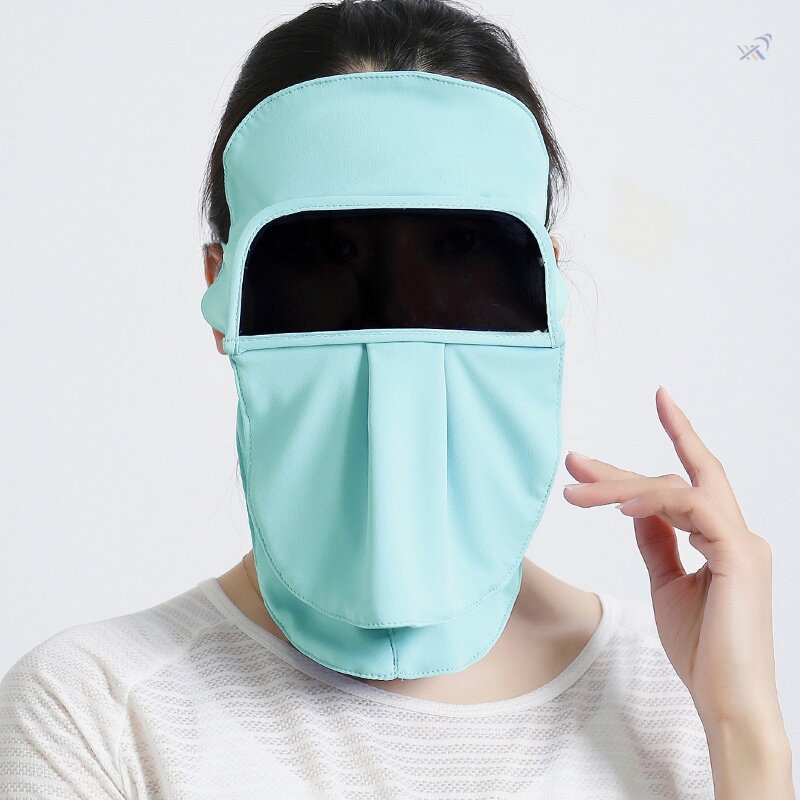 高尔夫防晒一体式面罩夏季灰尘风沙柳絮杨絮全脸遮脸罩面具女冰丝