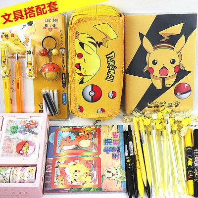 皮卡丘 笔袋文具套装大礼包学生礼品中性笔 笔记本 胶带贴纸 折纸