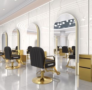 新款网红理发店镜子发廊专用理发店镜台双面落地式美发镜台