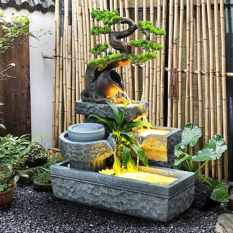 0人付款062560假山流水喷泉循环水室内客厅办公室水幕造景水车大厅