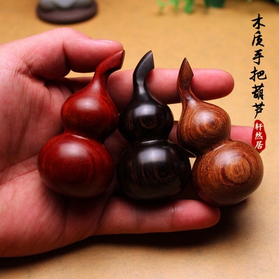 乌木紫光檀绿檀手把件文玩工艺品摆件木质小葫芦木雕葫芦把玩手.