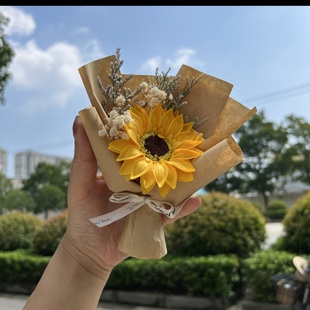 高考中考一举夺魁向日葵花束一朵小束寓意好干花加油励志礼品男女