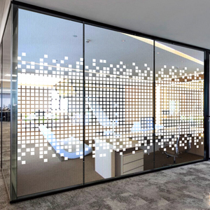 2021定制写字楼办公室公司隔断腰线防撞e推拉门时尚透明静电玻璃