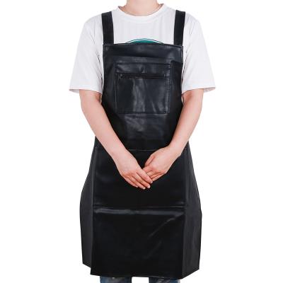 新品韩式皮围裙女厨房防水防油pu软皮革工作服罩衣围腰加厚加长水图片