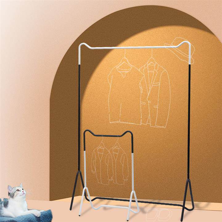 落地晾衣架创意猫耳铁艺家用卧室挂衣架单杆式收纳架室内衣帽架