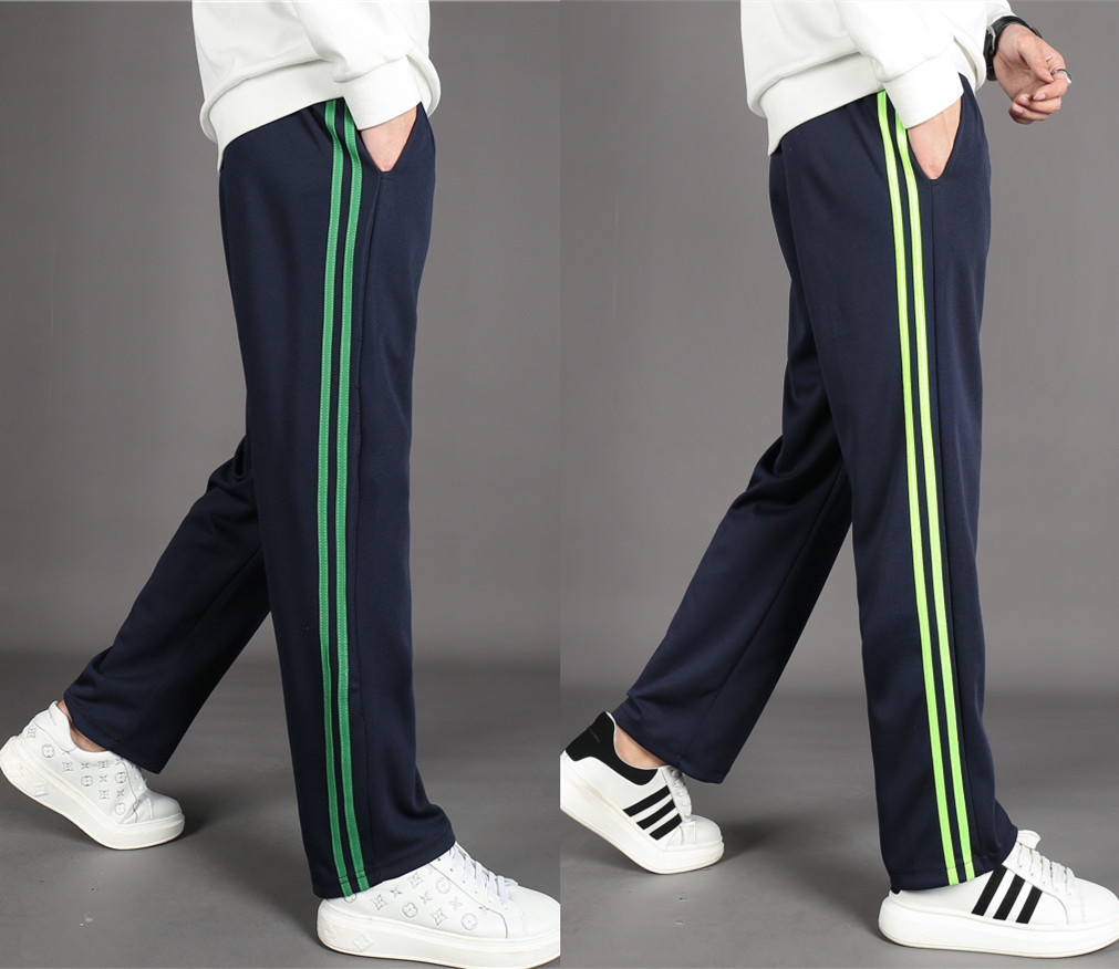 双绿条校服裤子两道杠藏蓝色绿条初中小学生校裤春夏男女运动长裤