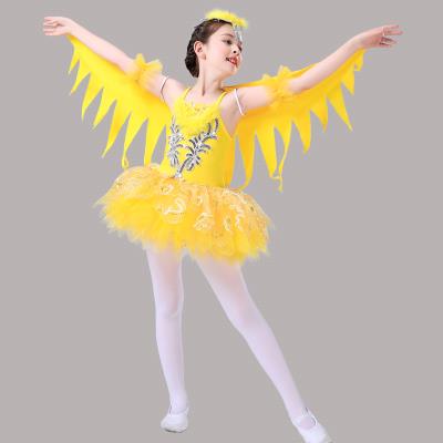 正品六一儿童仙鹤舞蹈演出服装丹顶鹤白鹭小鸟动物造型女童纱裙表