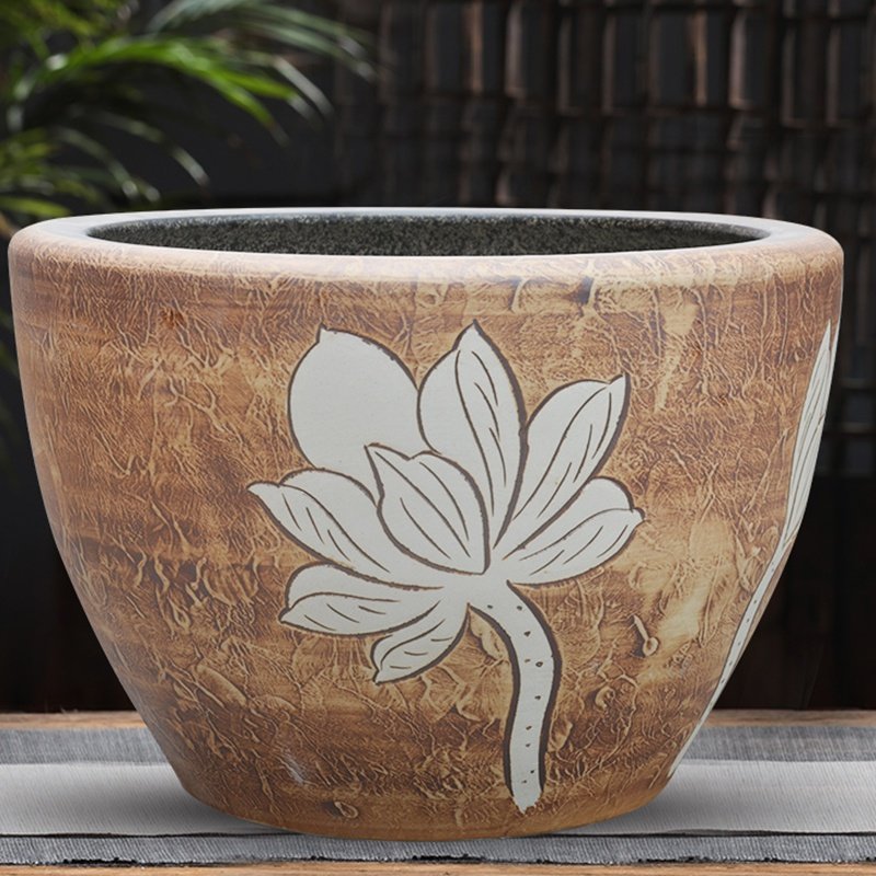 院客鱼特陶缸瓷盆缸养本睡莲镇庭花景号户外德厅缸日荷老鱼大t鱼