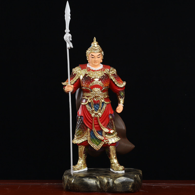 红衣赵子龙赵云神像长胜将军常山赵子龙雕像五虎上将佛像雕塑摆件