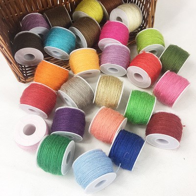 细麻绳 装饰绳麻线细编绳线diy手工24色彩色麻绳手编纳鞋底纯麻线
