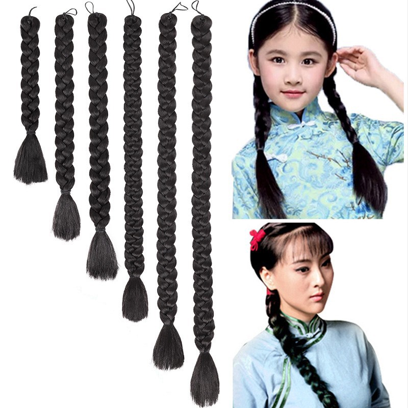 麻花辫子假发女马尾长辫子假发辫子儿童麻花辫演出新娘秀禾盘造型