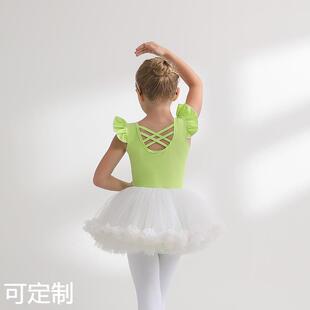 儿童舞蹈服夏季无袖棉绿色女童练功服幼儿芭蕾舞裙跳舞衣中国舞