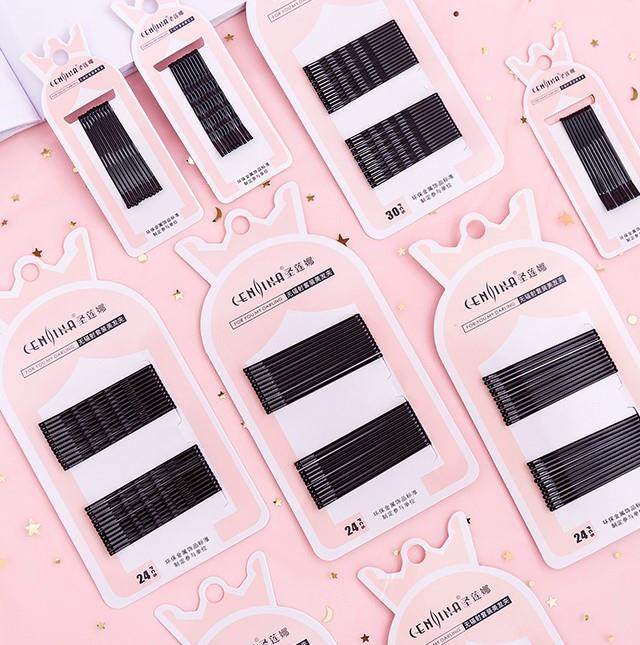 韩国简约发夹女黑色一字夹百搭头饰发卡边夹刘海夹波浪夹小黑夹子