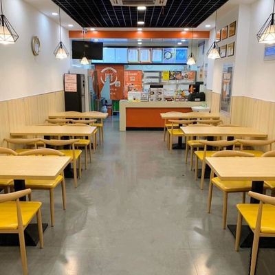 饭厅时尚复古小吃店主题餐厅餐桌椅创意火锅店一桌四椅大气面馆
