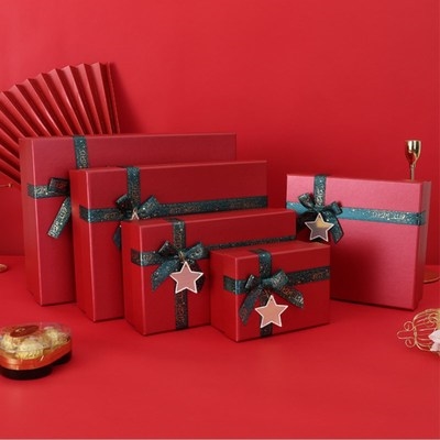 22礼物盒子新年红色惊喜围巾礼盒包装盒长方形生日u结婚礼品盒空