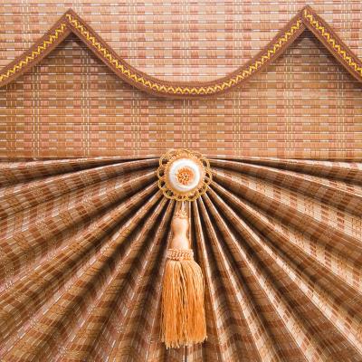 定制竹帘窗帘隔断遮阳卷帘中式扇形帘子办公茶室酒店升降罗马家用