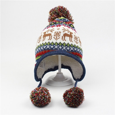 提花护耳童帽图片