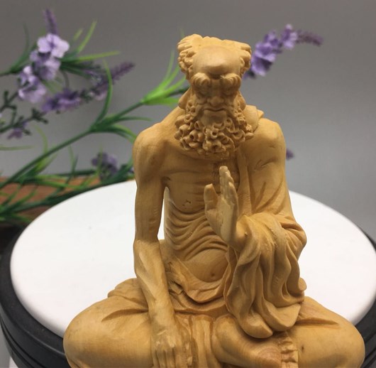 高档小叶黄杨木 居家雕刻手工艺品木雕人物摆件禅意悟道达摩祖师