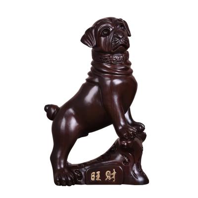 高档黄花梨实木雕刻狗摆件十二生肖招财狗家居客厅装饰红木工艺品