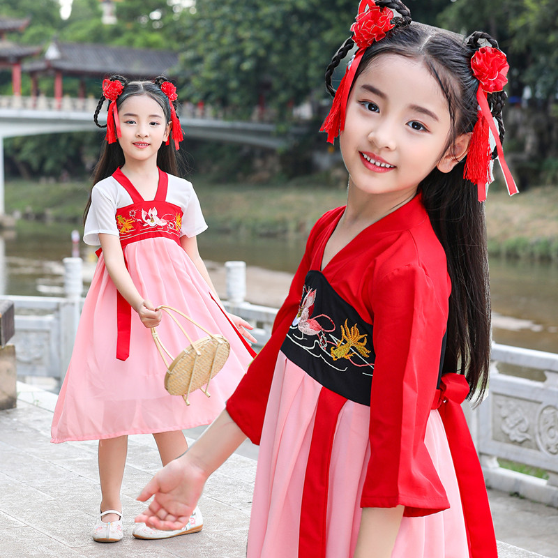 女童汉服春秋儿童古装超仙中国风女孩大童夏小学生女裙子夏装襦裙