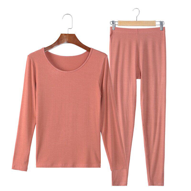 女莫代尔纯棉秋衣秋裤套装紧身美体薄款打底纯色保暖内衣线衣线裤